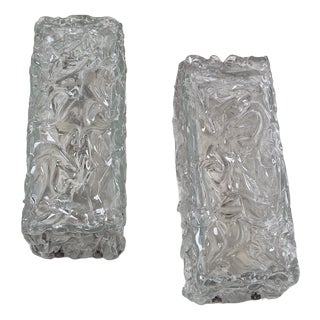 Wall Lamps Ice Model by Toni Zuccheri for Barovier & Toso, 1980s, Set of 2 For Sale