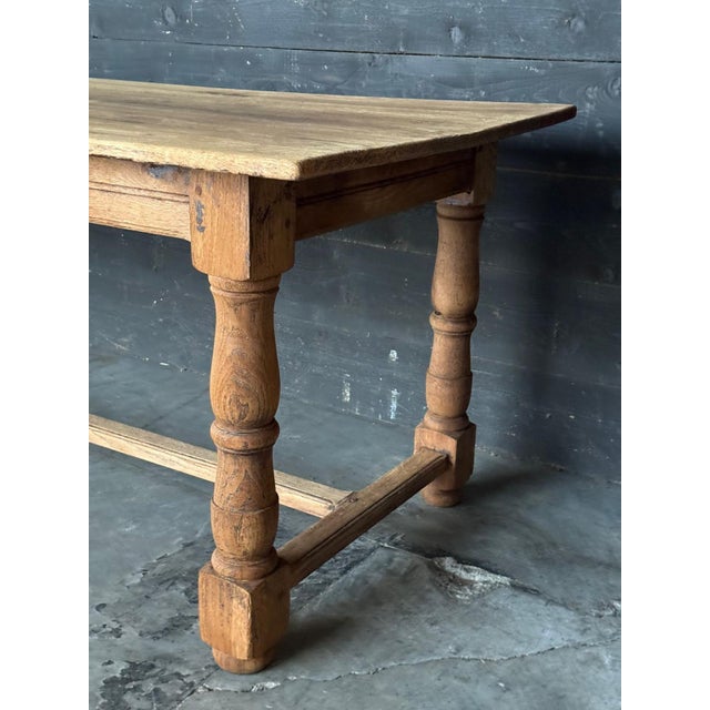 Brown Farmhouse Dining Table in Bleached Oak, 1920 For Sale - Image 8 of 11