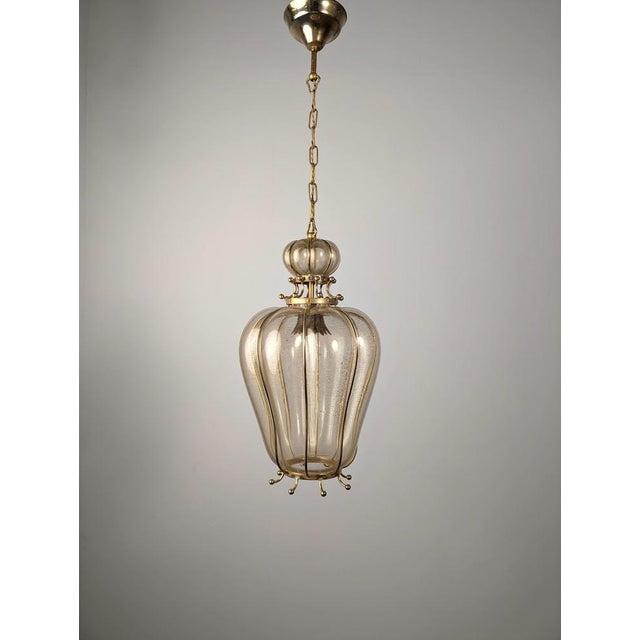 Murano Glass Lantern with Gold Foil and Brass from Barovier & Toso, 1960s For Sale - Image 15 of 18