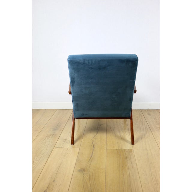 Textile Vintage VAR B-310 Chair in Blue Sky Velvet and Wood, 1960s For Sale - Image 7 of 11