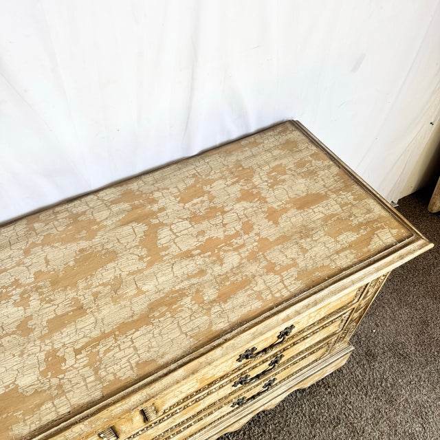 Wood 1990s Rustic Crackle Finish Wooden Dresser For Sale - Image 7 of 9