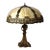 Antique Bradley & Hubbard School Arts & Crafts 6-Panel Slag Glass Lamp C1920 For Sale