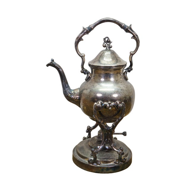 English Vintage Birmingham Silver Co Plated Tea Set Tilting Kettle Sugar Creamer - 5 Pieces For Sale - Image 3 of 18