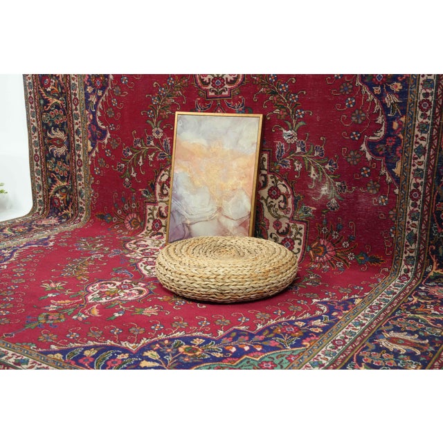 1970s Vintage Persian Handmade Wool 9x12 Red Area Rug For Sale - Image 11 of 11
