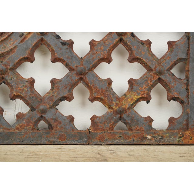 Metal Reclaimed Quatrefoil Cast Iron Grate For Sale - Image 7 of 10