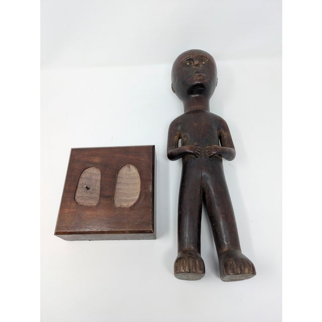 Brown Hand-Carved Folk Art Ancestor Statue: Nyamwezi People of Tanzania For Sale - Image 8 of 9