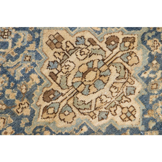Textile Medallion Antique Persian Hamadan Wool Rug in Blue For Sale - Image 7 of 7