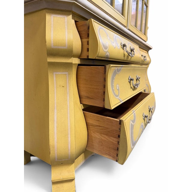 Vintage Drexel Heritage French Provincial Painted Breakfront Cabinet For Sale - Image 9 of 10