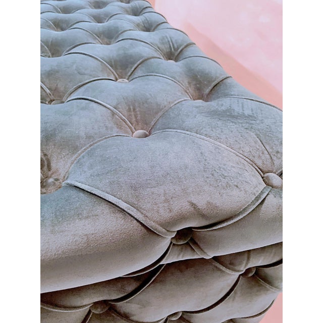 Tufted Hunter Green Rectangular Ottoman For Sale In New York - Image 6 of 10
