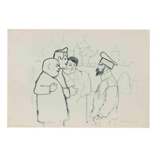 Mino Maccari, Moscow: Red Square, 1960s, Watercolor For Sale