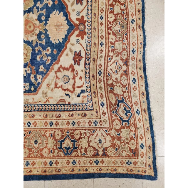 Antique Persian Sultanabad Handmade Oriental Light Blue & Terracotta Rug For Sale - Image 12 of 12
