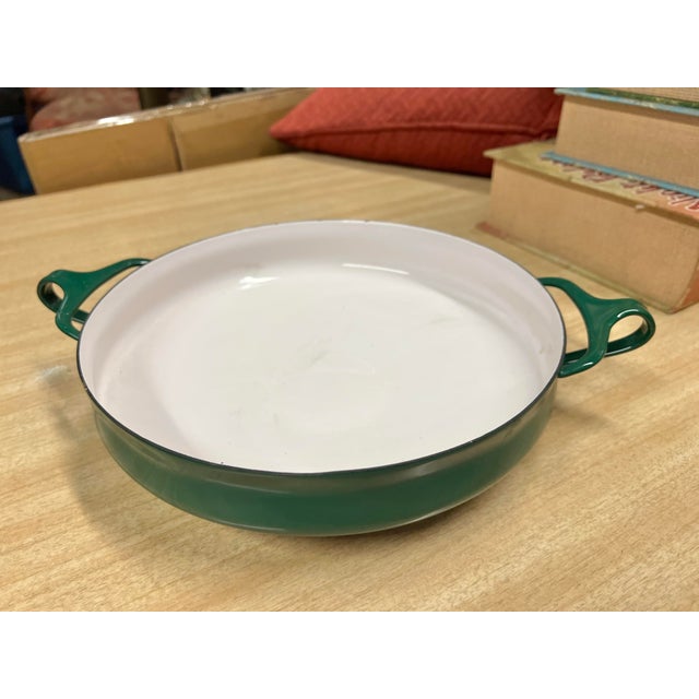 This is a vintage Dansk Kobenstyle green enamel paella pan suitable for preparing pasta, roast, or casseroles. Designed by...