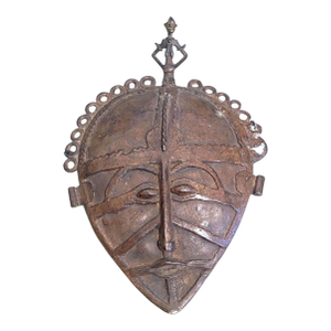 Vintage African Dogon Bronze Mask Mali 13" H