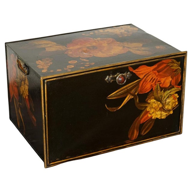 Vintage Metal Floral Hand Painted Design Storage Box from Shaw & Sons. For Sale - Image 18 of 18