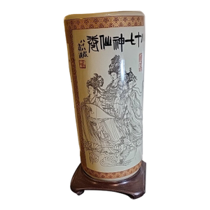 Early 19th Century Large Japanese Satsuma Ceramic Floor Vase Umbrella Stand
