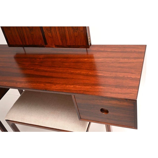 Vintage Danish Rosewood Dressing Table and Stool by Kai Kristiansen for Aksel Kjersgaard, 1960s, Set of 2 For Sale - Image 12 of 17