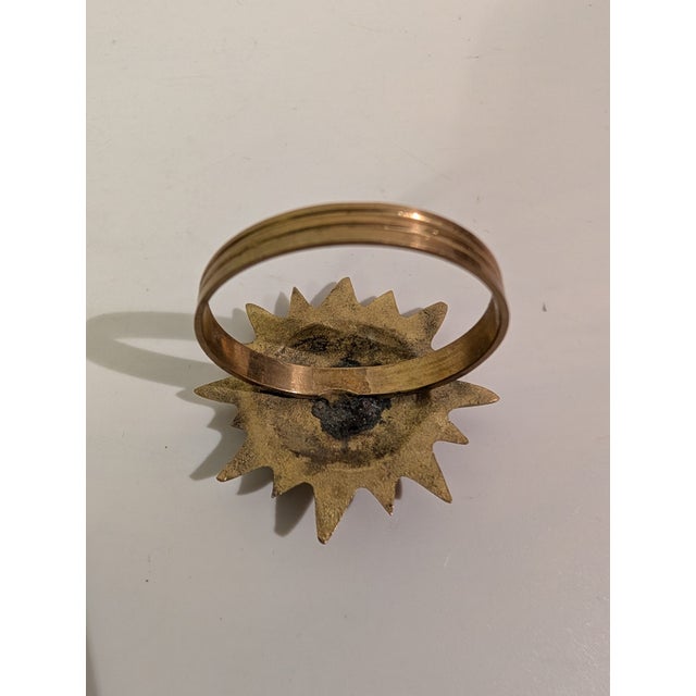 Vintage Brass Sun Face 8 Napkin Rings For Sale - Image 4 of 10