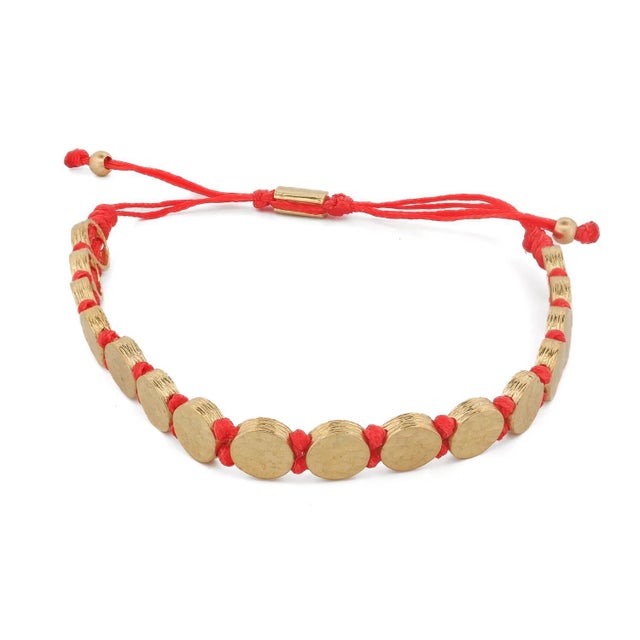 Strength & Luck Red Gold Adjustable Unisex Bracelet For Sale - Image 10 of 10