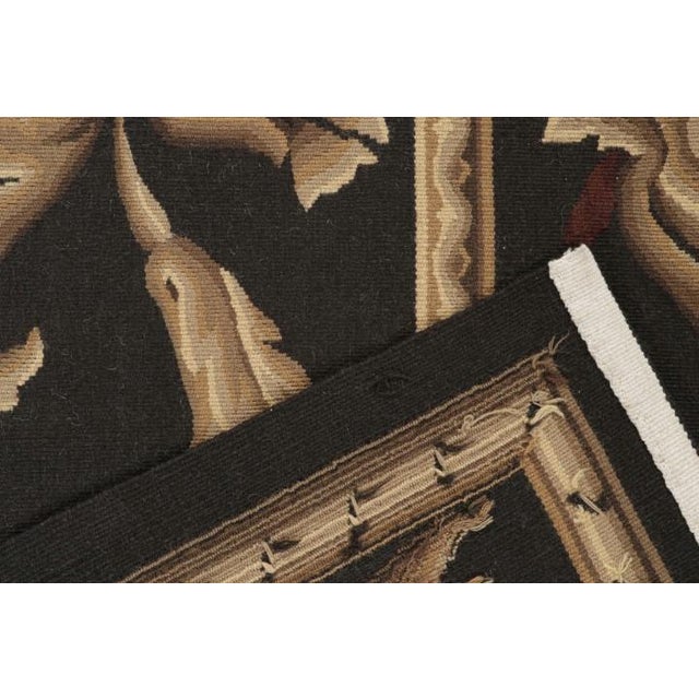 Textile 1980s Rug & Kilim’s Aubusson Style Flatweave in Brown With Medallion & Floral Patterns For Sale - Image 7 of 7