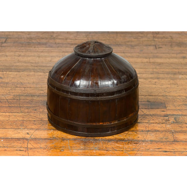 Chinese Antique Decorative Wooden Cover with Shape and Dark Patina For Sale In New York - Image 6 of 12