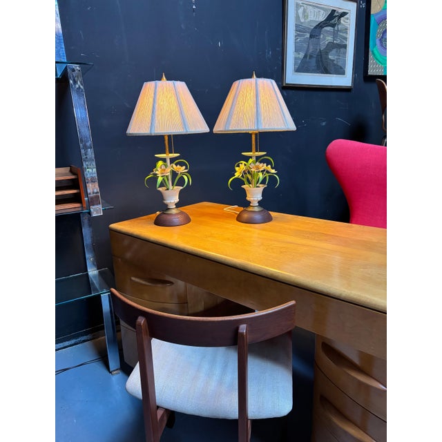 Italian Pair of Painted Floral Table Lamps For Sale - Image 11 of 11