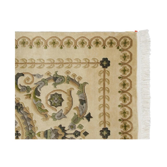 Indian Vintage Indian Savonnerie Design Rug - 4' X 5'9" For Sale - Image 3 of 10