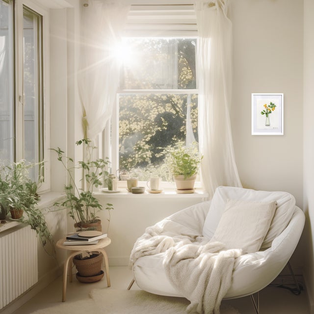 Golden Currant Bouquet in Vase - Elegant Floral Still Life Painting Framed Original Artwork by Xiao Wen Xu For Sale - Image 9 of 10