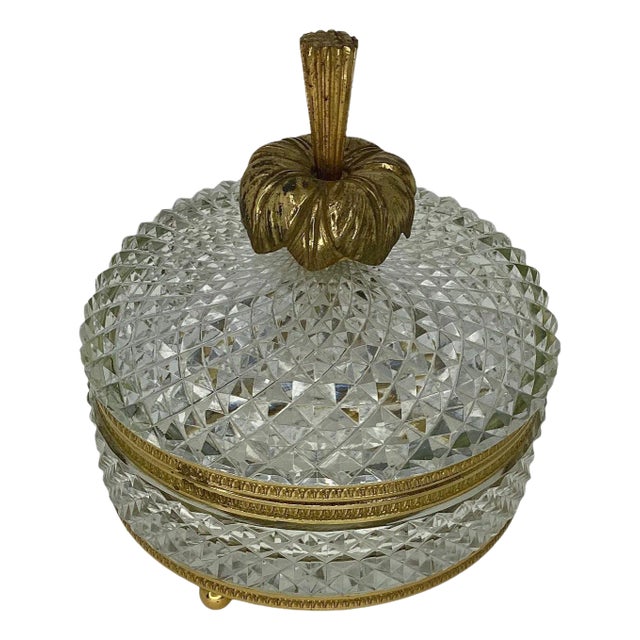 French Round Bronze Mounted Cut Crystal Box For Sale