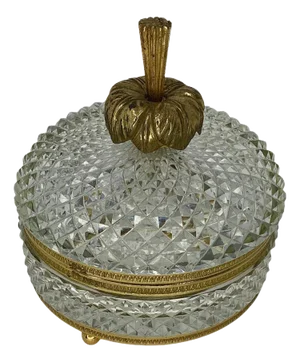 French Round Bronze Mounted Cut Crystal Box