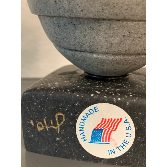 Vintage Postmodern Marble Like Stone Sculptural Clock For Sale - Image 9 of 10