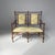 Italian art deco sofa in fabric and bamboo, 1930s Two-seater sofa with a dark brown bamboo frame, characterized by...