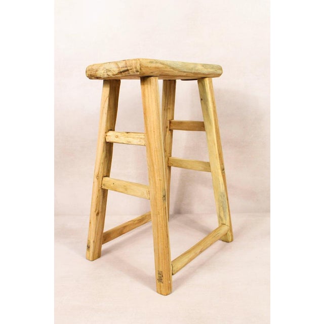 Vintage Rustic Elm Stool For Sale - Image 5 of 5
