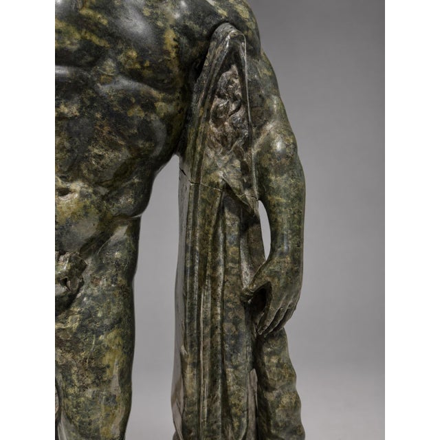 19th Century Italian Grand Tour Neoclassical Verde Antico Marble Farnese Hercules, 19th C. For Sale - Image 5 of 16