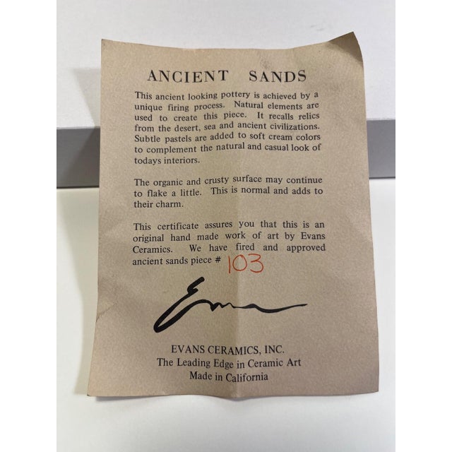 Blue Rare Tony Evans (1942-2009) Raku Pottery Vase Ancient Sands Signed, Certificate of Authenticity For Sale - Image 8 of 8