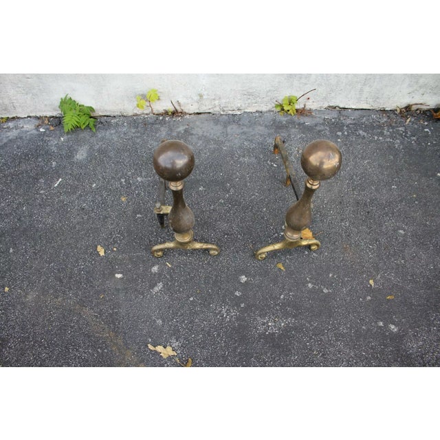 Metal 19th Century Regency Style Andirons - a Pair For Sale - Image 7 of 9