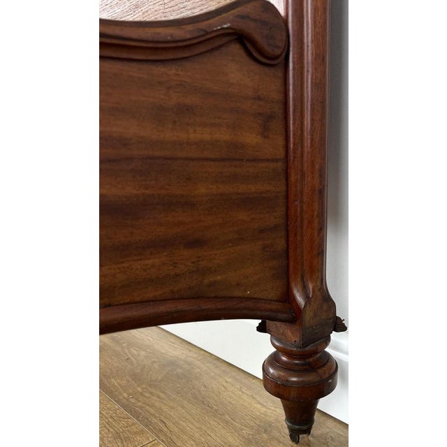 Antique French Style Double Bed Frame with Carved Walnut Headboard For Sale - Image 17 of 18
