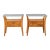Pair of Italian Mid-Century Blonde Walnut Bedside Tables With Elevated Glass Tops For Sale