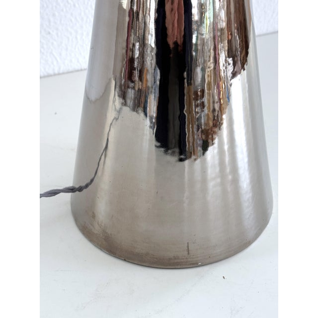 Mid-Century Modern Italian Ceramic Table Lamp in Silver Metallic from Ugo Zaccagnini, 1960s For Sale - Image 10 of 15