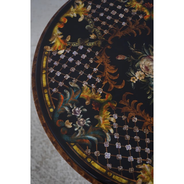 Maitland Smith Round Paint Decorated Chinoiserie Table For Sale - Image 13 of 16