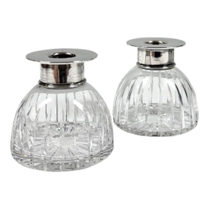 1990s Atlantis Vista Alegre Portugal Cut Crystal Candle Holders - A Pair