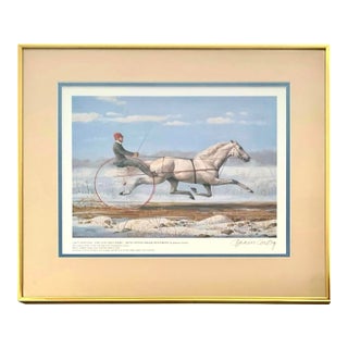 Late 20th Century Horse Racing Print Signed Jenness Cortez Equestrian Art Decor For Sale
