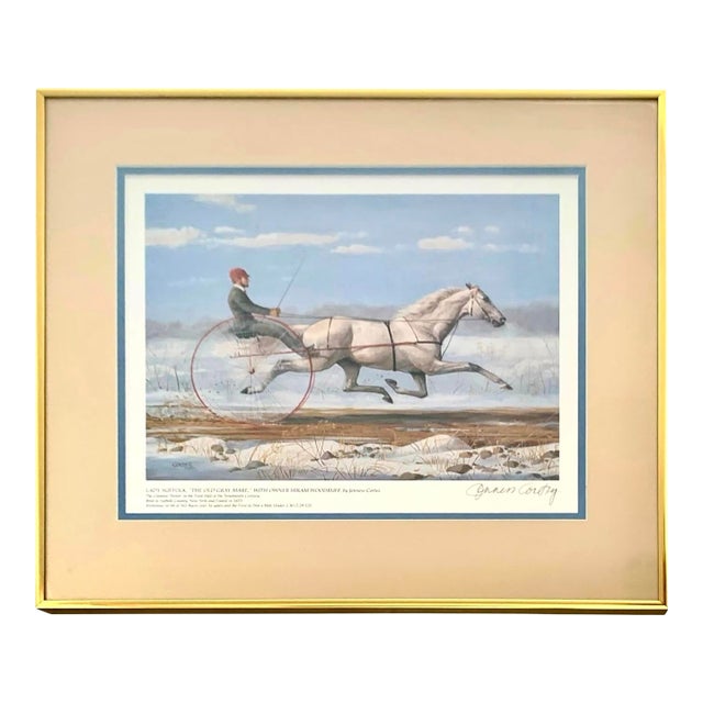 Late 20th Century Horse Racing Print Signed Jenness Cortez Equestrian Art Decor For Sale