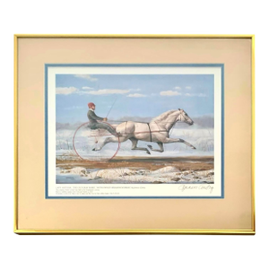 Late 20th Century Horse Racing Print Signed Jenness Cortez Equestrian Art Decor