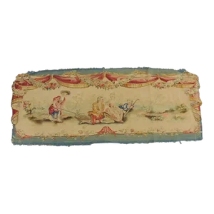 Antique Red & Blue Aubusson Tapestry Settee Back Cover