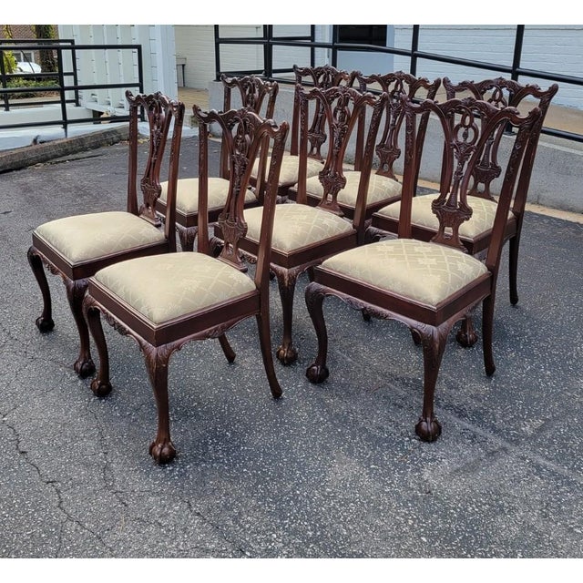 Set of Eight Chippendale-Style Mahogany Dining Chairs With Ball-and-Claw Feet For Sale - Image 10 of 10