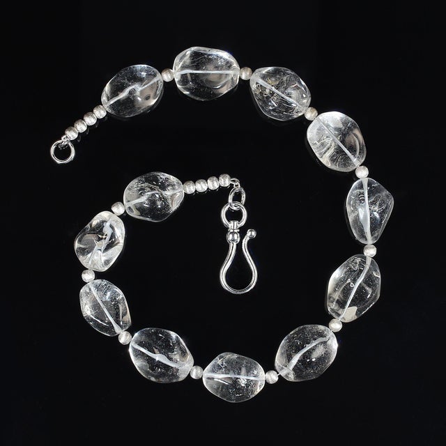 Ajd 18 Inch Clear Quartz Nuggets With Silvery Accents Necklace For Sale - Image 4 of 6