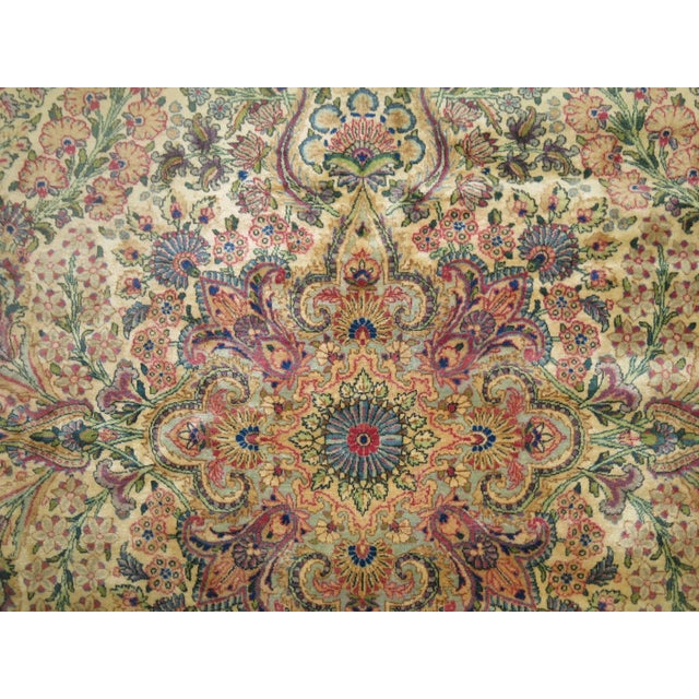 Superfine Oversize Silver Blue Pink Raspberry Palace Size Persian Kerman Rug For Sale - Image 4 of 6