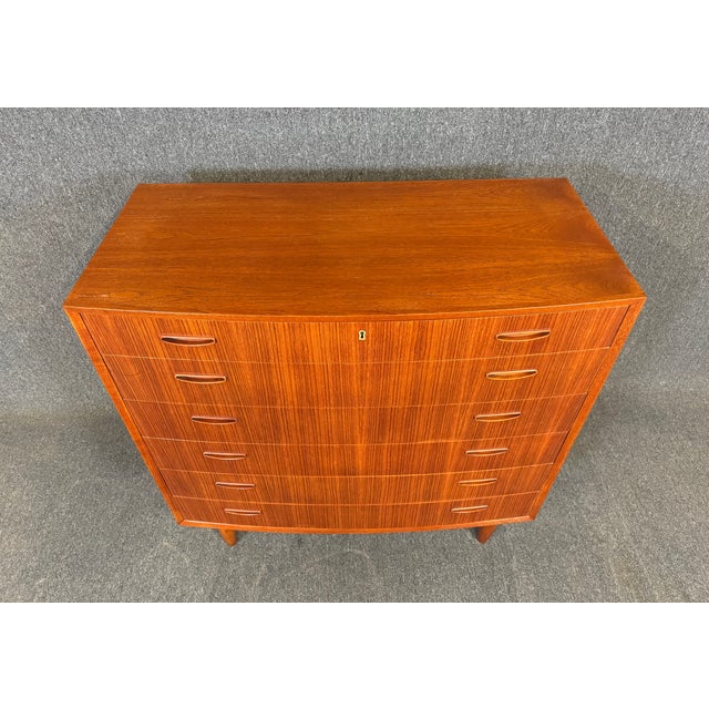 Wood Vintage Danish Mid Century Modern Teak TallBoy Chest of Drawers Dresser For Sale - Image 7 of 10