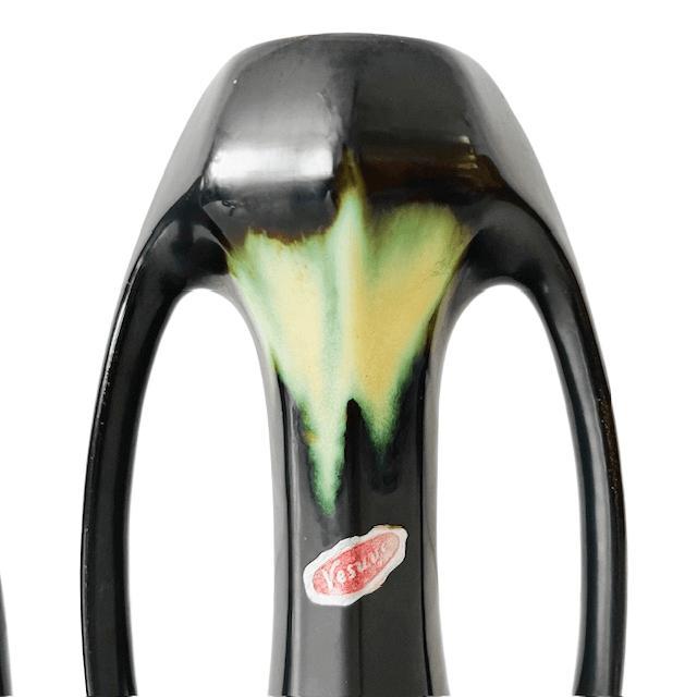 Art Nouveau Vases in Matte Black and Green Ceramic from Vesuve Pottery, Thulin, Belgium, 1910s, Set of 2 For Sale - Image 5 of 11