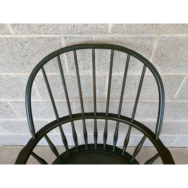 Late 20th Century Nichols & Stone Olive Green Maple Sack Back Arm Chair For Sale - Image 5 of 8